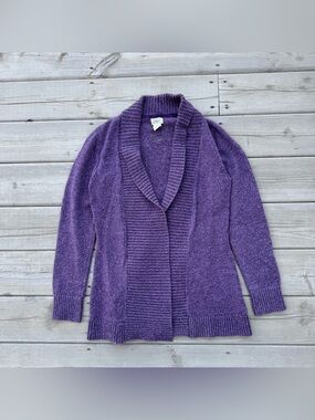 LL Bean Purple Knit Open Cardigan Sweater Womens Size Small